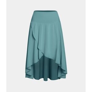 Halara Breezeful High Waisted Asymmetric Ruffle High Low Skirt Stone Blue Medium